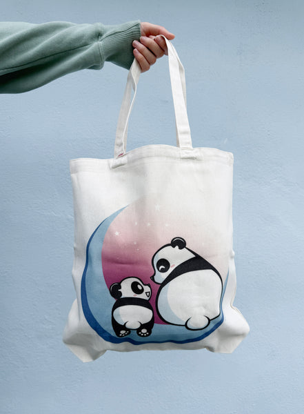 Moonlight Pandas Tote Bag