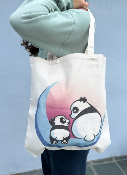 Moonlight Pandas Tote Bag