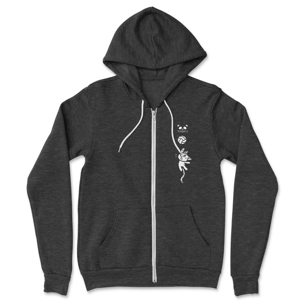 Volleyball Team Cat + Panda Cozy Fleece Zip Hoodie