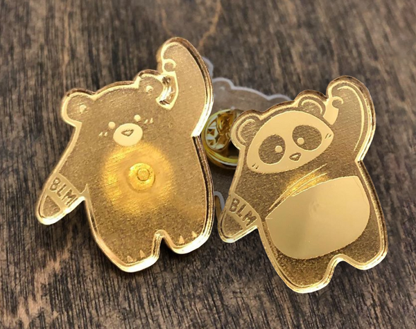 Black Lives Matter Bear + Panda Gold Pin Set