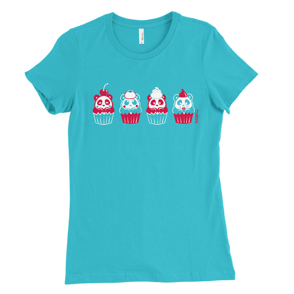 Cupcake Pandas Teal Women's Tee