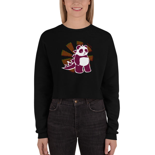 Pandazilla 2020 Crop Sweatshirt, Black, on a female model