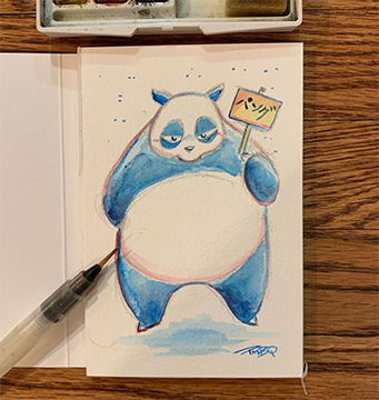 Genma Panda - Original Watercolor Painting 4äó�x6äó�